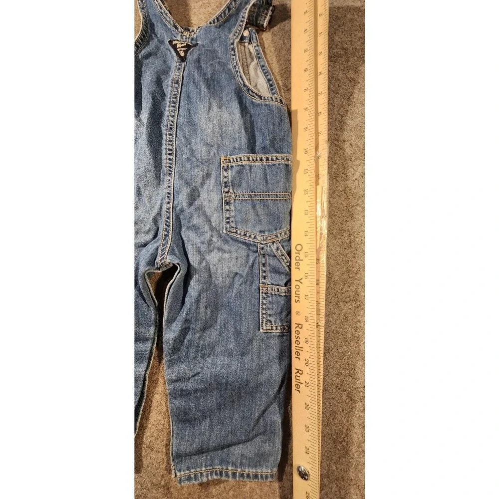 OshKoshVintage B'gosh Overalls Boys 24M Blue Denim Cargo Utility‎ Adjustable